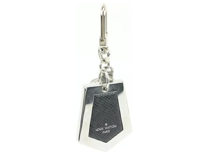 Louis Vuitton Silver x Black Taiga Keychain Bag Charm Pendant Leather  ref.656100