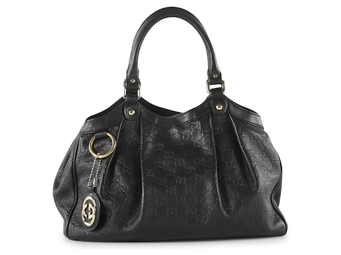 Gucci Black Leather Guccissima Sukey Tote Bag  ref.656126