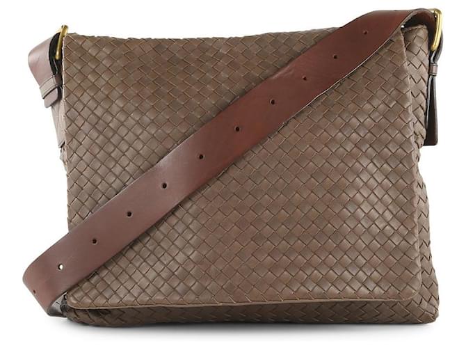 Bottega Veneta Brown Intrecciato Leather Messenger Bag  ref.656133