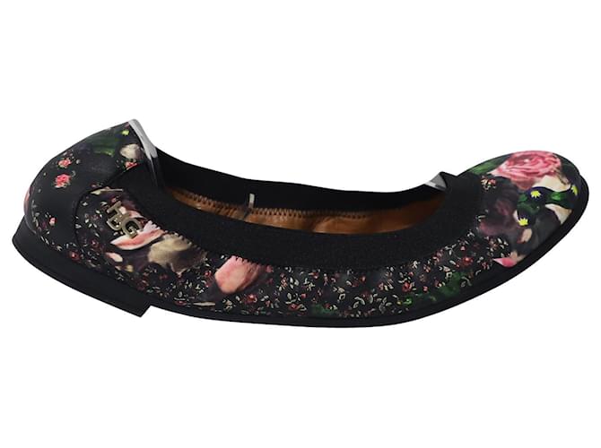 Givenchy Floral Ballet Flats in Black Leather  ref.656153