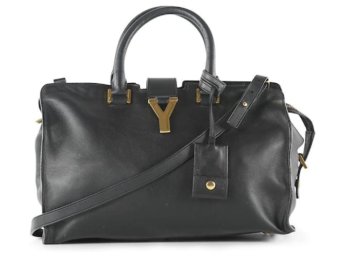 Saint Laurent Black Leather Small Cabas Tote Bag  ref.656158