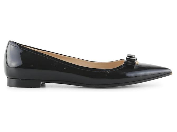Prada Black Patent Leather Bow Ballet Flats ref.656231 Joli Closet