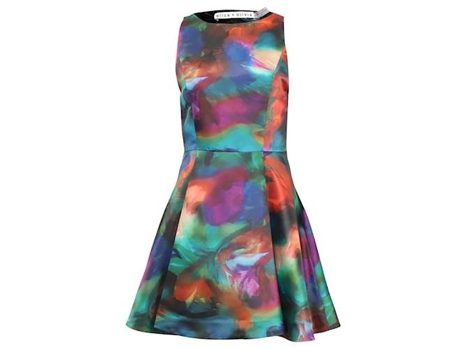 Alice + Olivia Emery Floral Dress in Multicolor Polyester Python print  ref.656232