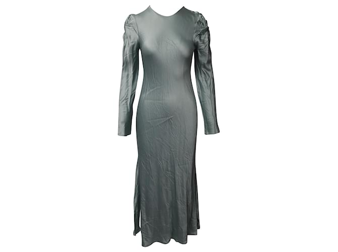 Autre Marque Maggie Marilyn Puff Long Sleeves Evening Gown in Teal Silk   Green  ref.656254