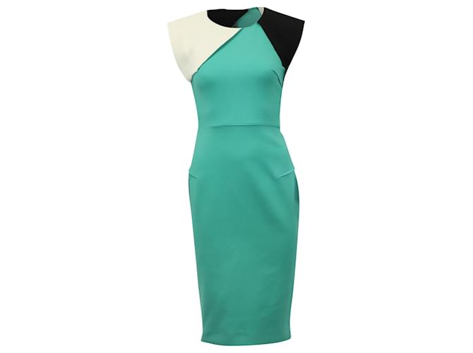 Roland Mouret Color Block Sheath Dress in Green Cotton   ref.656264
