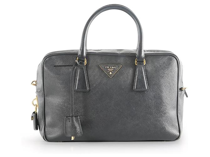 Prada Bauletto Handbag Black in Leather with Silver-tone - US