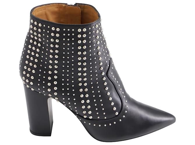 IRO Studded Ankle Boots in Black Leather  ref.656341