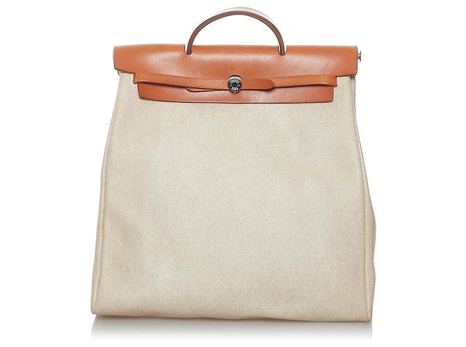 Hermès Hermes White Herbag Canvas Backpack
