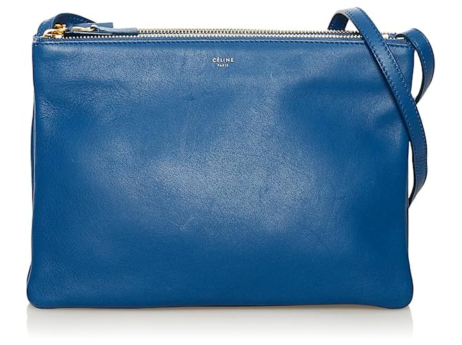 Céline Celine Blue Small Trio Crossbody Leather Pony-style