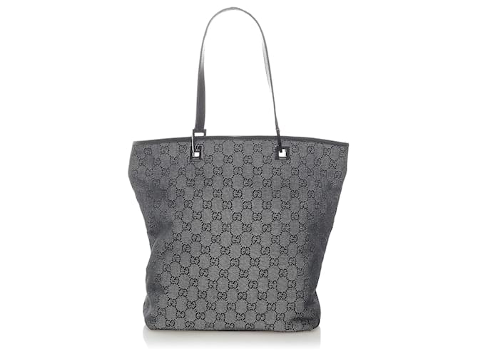 Gucci Gray GG Canvas Tote Bag Grey Dark grey Leather Cloth Pony-style calfskin Cloth  ref.656425