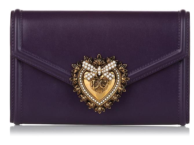 Dolce & Gabbana Dolce&Gabbana Sac ceinture en cuir violet Devotion Veau façon poulain  ref.656454