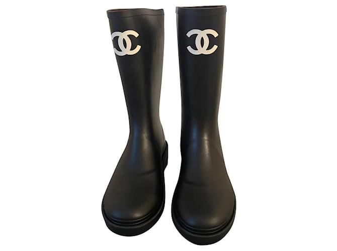 Chanel Wellington rubber boots Black  ref.656562