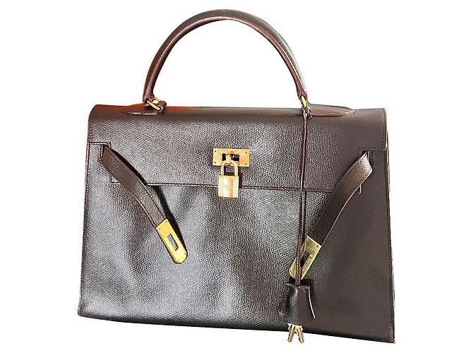 Hermès Kelly 32 Marron chocolat Bijouterie dorée