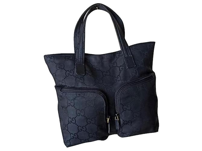 Mini-Tasche aus Segeltuch mit Gucci-Logo Schwarz Leder Leinwand  ref.656581
