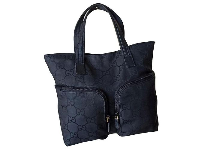 Mini bolsa de lona com logo Gucci Preto