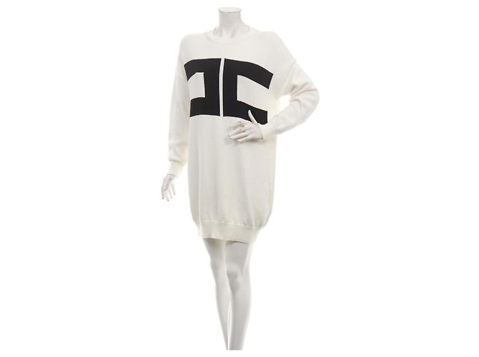 Vestido de punto blanco Elisabetta Franchi de algodón