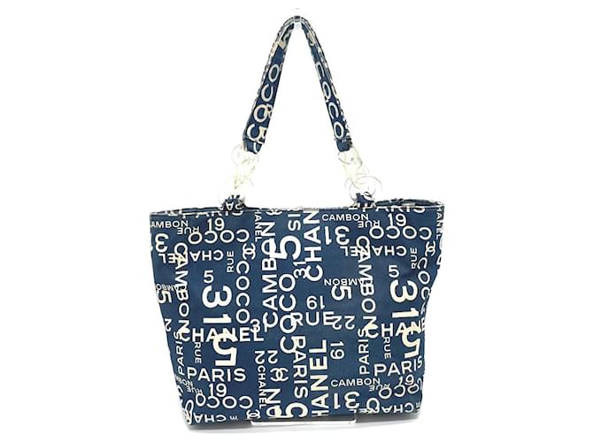 Chanel By Sea Line Shoulder Bag Plastic Chain Tote Bag Navy blue  ref.656703