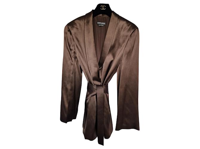 Giorgio Armani Boutique jacket Brown Bronze Silk Wool  ref.656738