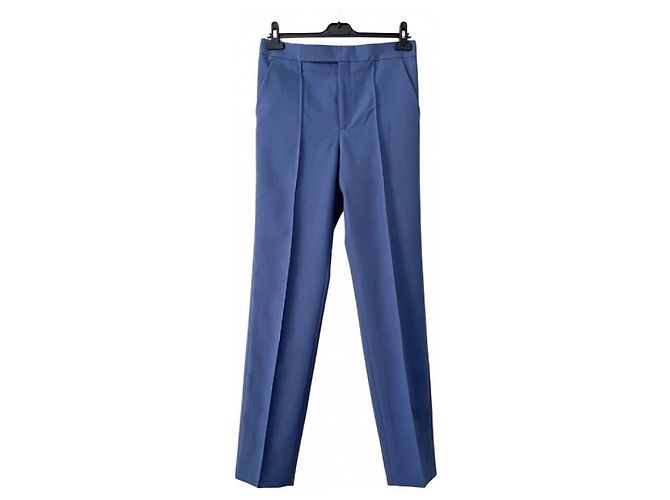 Céline Blue Straight Pants Polyester 