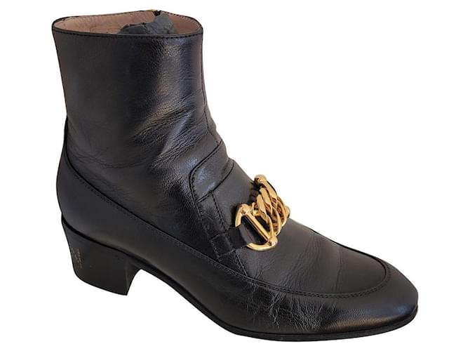 Gucci kitten boots Black Leather  ref.656936