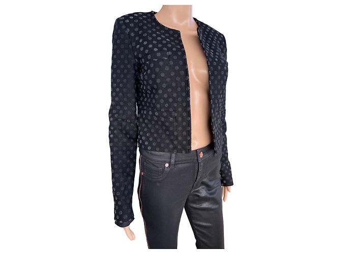 Gestuz Gepunktete Wolljacke Schwarz