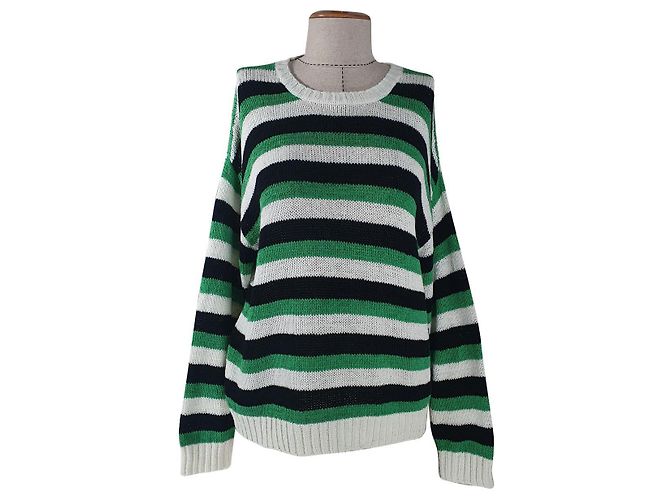 Pull Rayé Vince Camuto en Coton Vert Taille L
