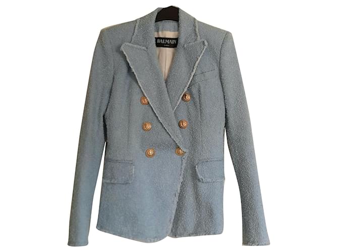 Hermosa chaqueta de mezclilla Balmain Paris Azul Algodón  ref.657088