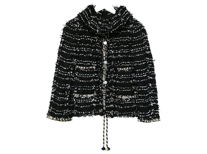 CHANEL 2006 Black White Tweed Jacket 36