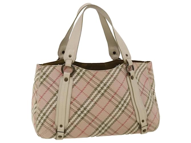BURBERRY Nova Check Blue Label Tote Bag Pink Auth yk5002 Toile Rose  ref.657534
