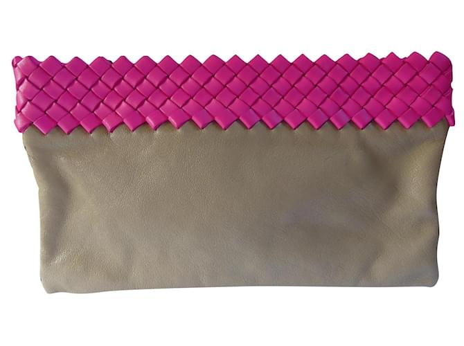 Bottega Veneta Clutch bags Pink Grey Leather  ref.657658
