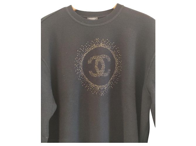 Chanel Uniform-Logo ziehen Schwarz Baumwolle Polyester Wolle