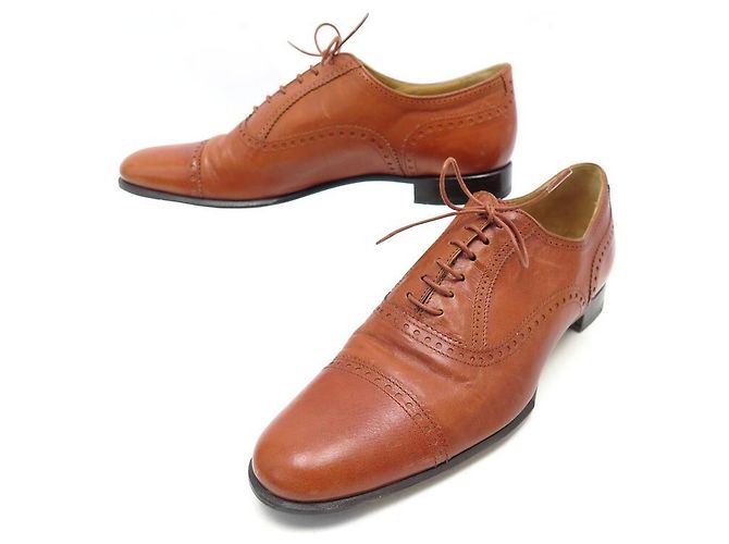 Hermès SCARPE DERBY HERMES 39 SCARPE IN PELLE MARRONE CANGURO