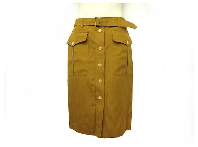 Hermès NEW HERMES SKIRT SIZE 40 M IN SILK AND LINEN CAMEL SILK AND LINEN SKIRT Caramel  ref.657908