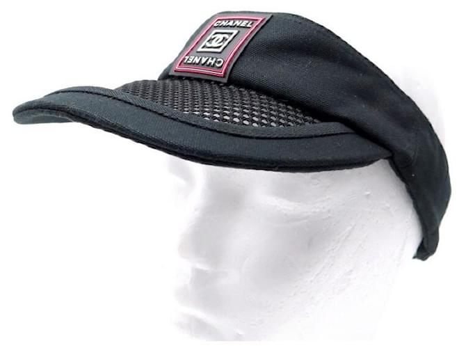 RARE NEW CAP WITH VISOR CHANEL SPORT T56 GIFT JAPAN VISOR CAP VIP HAT Black Cloth  ref.658061