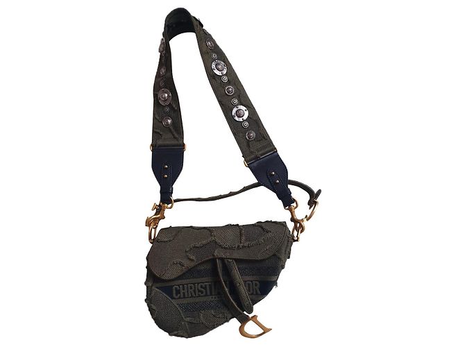 Bolso Dior Saddle Khaki de Algodón Caqui
