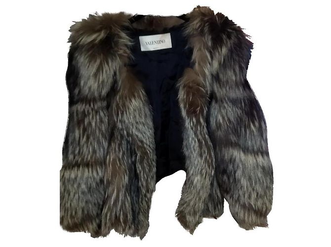 Valentino Kurze Pelzjacke aus Silberfuchs Grau