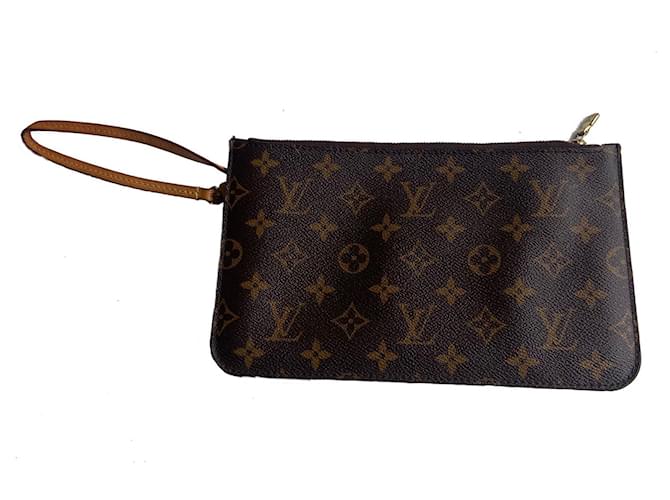 Louis Vuitton Neverfull Monogram Pochette Dark brown Cloth  ref.658631