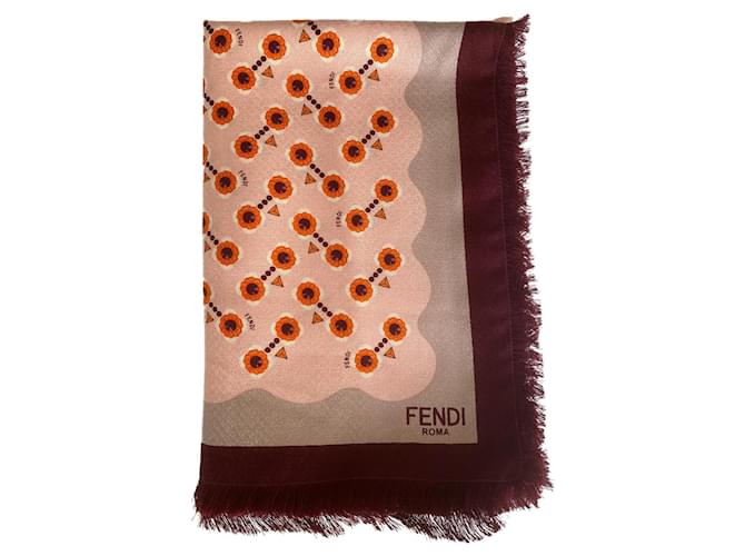 Fendi pink silk and wool outlet shawl