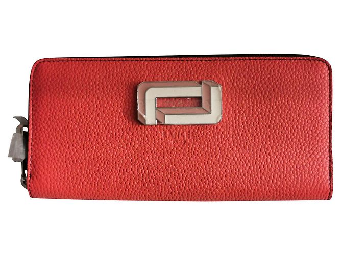 Lancel leather zipped wallet papaya orange