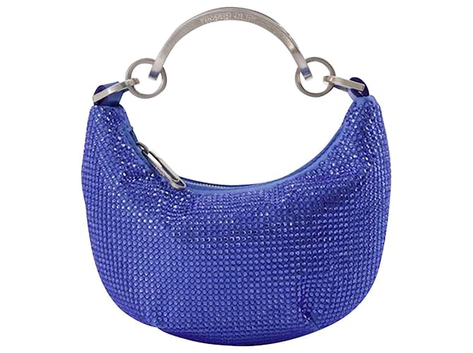 Off White Mini Binder Clip Bag in Strass / Blue Leather  ref.658780