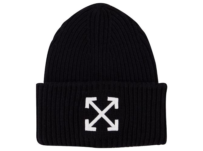 Off White Berretto a coste Arrows in nero/lilla