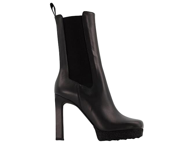 Off White Sponge Sole High Chelsea Boots in Black Leather  ref.658816