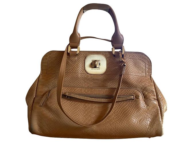 Longchamp Gatsby Handtasche aus beige Leder Python Optik