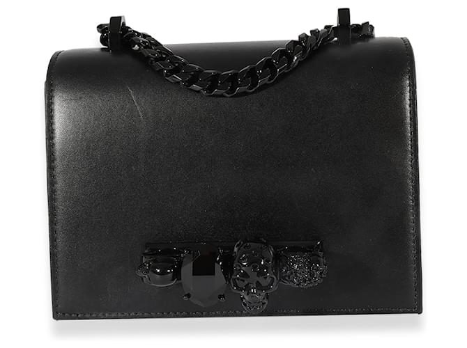 Alexander Mcqueen Alexander Mcqueen Black Leather Knuckle Flap Chain Bag   ref.659064