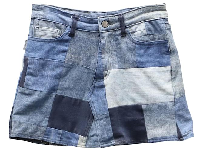 Mini Jupe Zadig & Voltaire Patch Work en Denim de Coton Multicolore  ref.659065