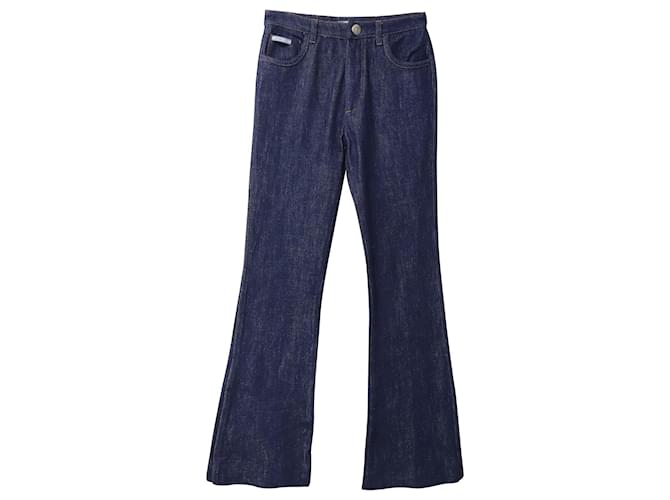 Prada Flared Denim Jeans in Dark Blue Cotton  ref.659081