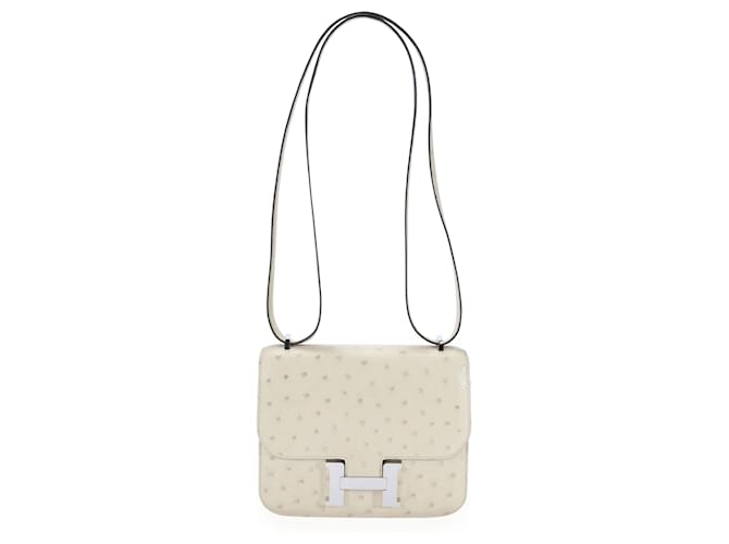Hermès Hermes Parchemin Ostrich Constance 18 Phw  White Leather Ostrich leather  ref.659089