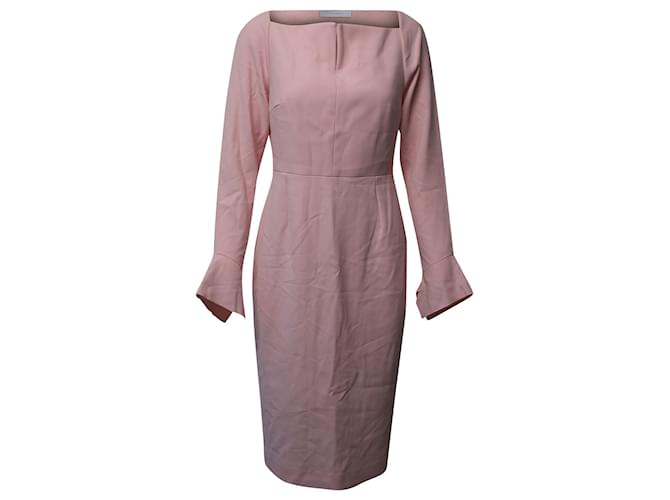 Roland Mouret Garten Crepe Midi Dress in Pink Polyester  ref.659090