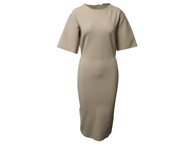 Max Mara Maxmara Oversized Drop Sleeves Midi Sheath Dress in Nude Viscose Flesh Cellulose fibre  ref.659097