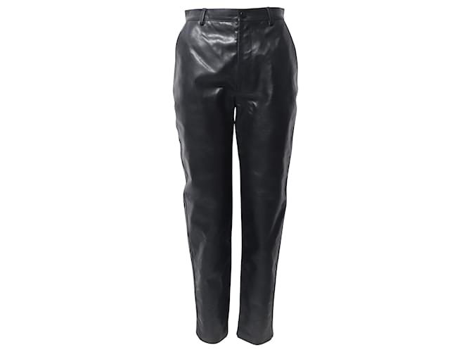 Pantalones Gucci Shiny en piel de becerro negra Leather Negro Cuero  ref.659106